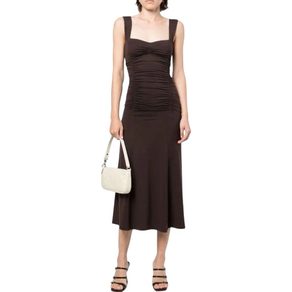 Reformation Dresses & Skirts - NWT Reformation Suvi knit ruched sleeveless midi dress in Mole brown size S